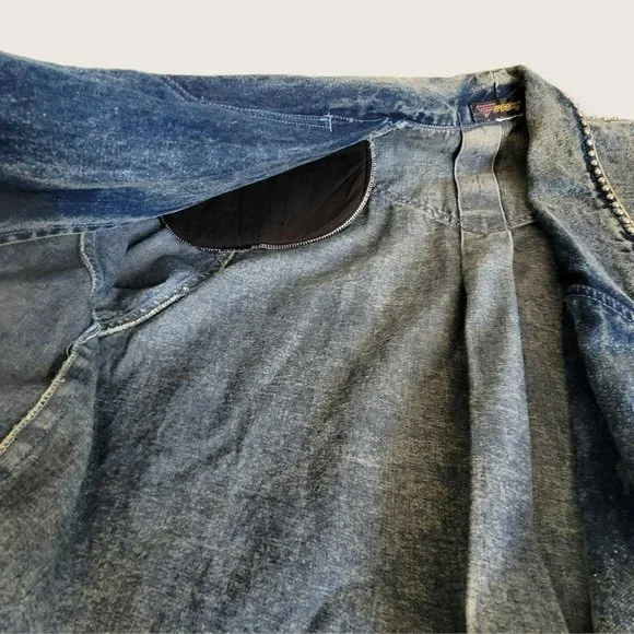 Vintage Embroidered Long Denim Jacket Blazer Zip Accent Woman's Size XL LH8009 - Picture 10 of 14